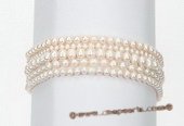mpn137 Five-strands white cultured pearl choke necklace in wholesale