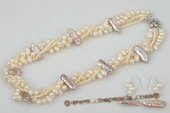Pnset487 Hand-knotted Freshwater Pearl Twisted Necklace